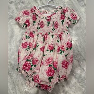 SweetHoney Pink and Green Floral Romper